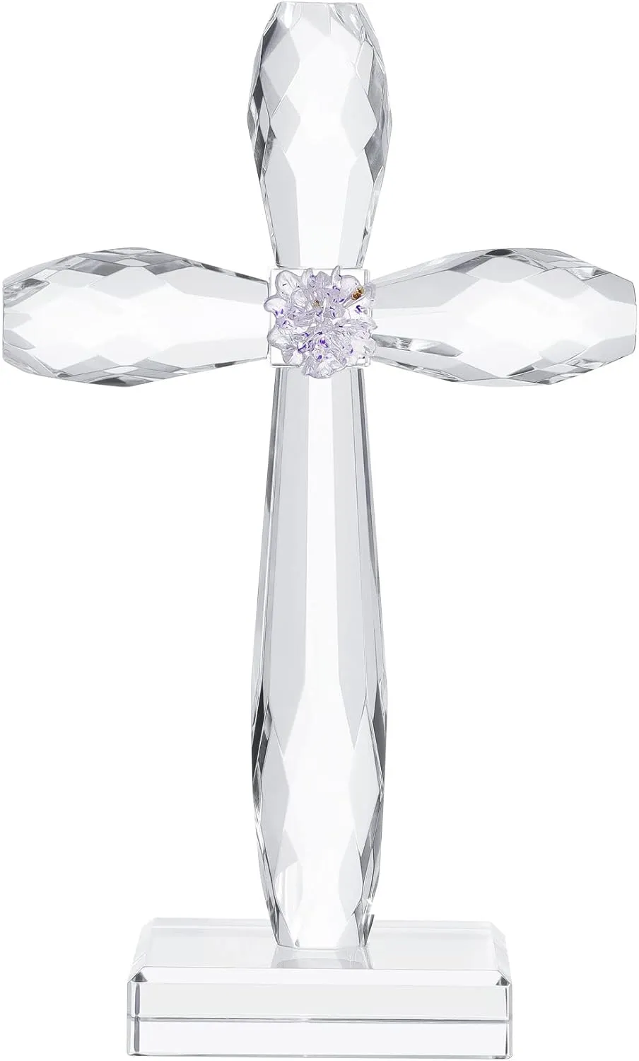 YWHL Crystal Standing Cross Decor, Handmade Glass Holy Cross Collectible Figurines for Home Decoration, Easter Decoration for Pary, Religious for Women Men