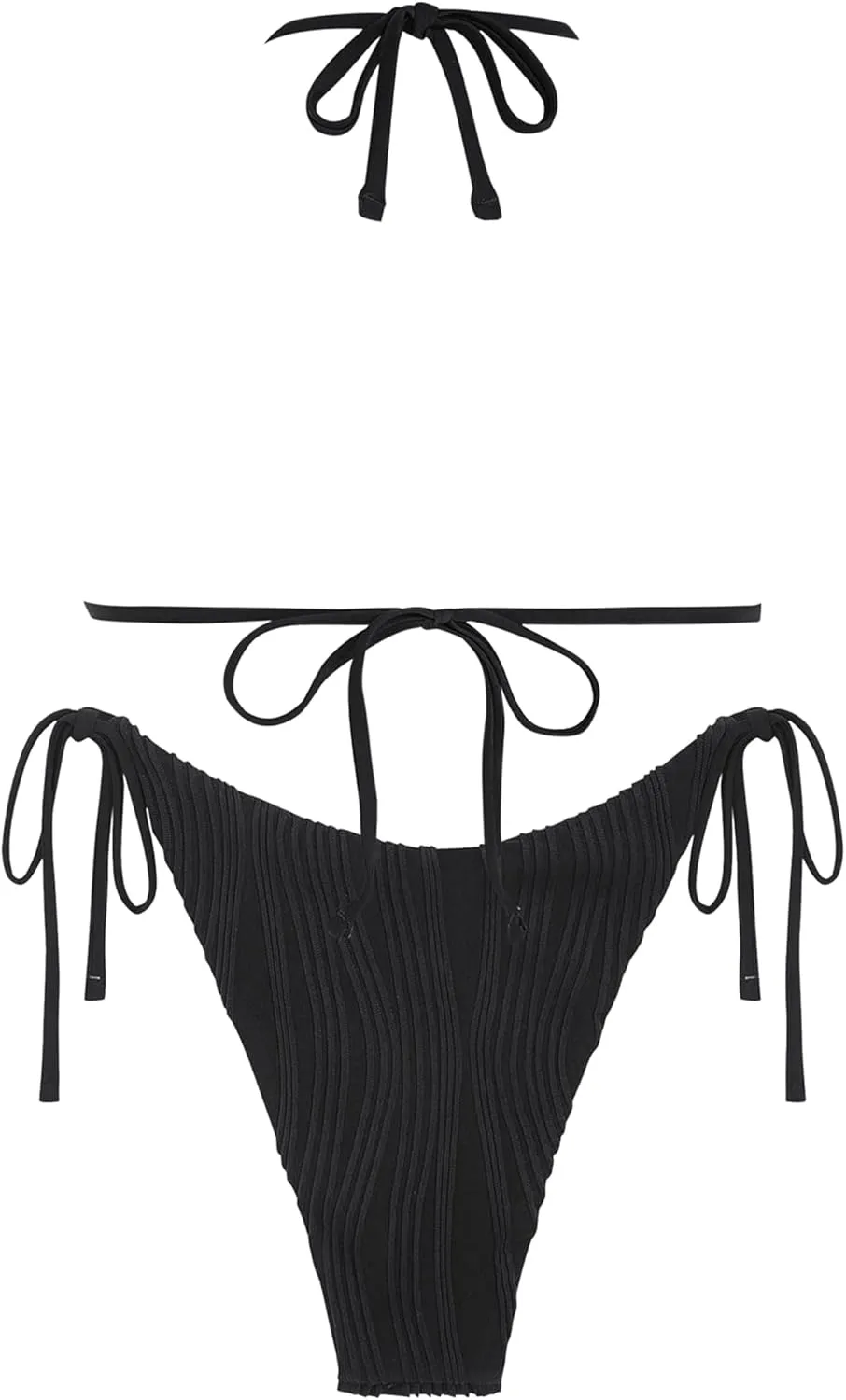 ZAFUL Bikini Sets for Women Halter Two Piece Swimsuit Ribbed High Cut Tie Side Thong Bathing Suit Sexy Padded Swimwear