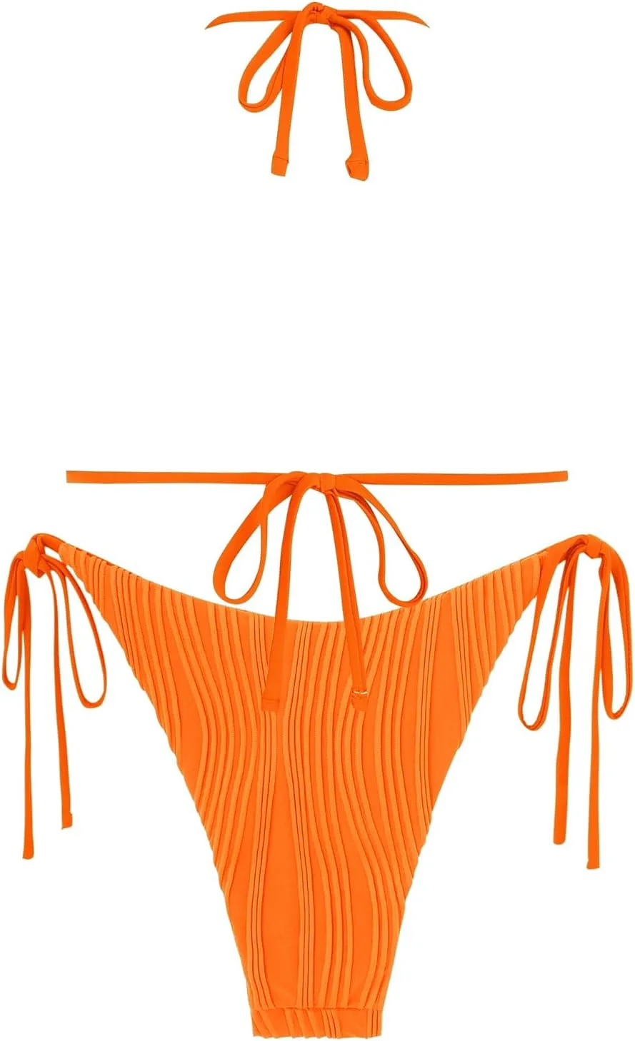 ZAFUL Bikini Sets for Women Halter Two Piece Swimsuit Ribbed High Cut Tie Side Thong Bathing Suit Sexy Padded Swimwear