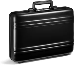 ZERO Halliburton Classic Aluminum 3.0 Medium Briefcase, Top Carry Handle, Interior Organization Sleeve, Fits 15.6 Laptop, Single-Lock System, Iconic Attache with Double Rib Design, Hardside, Black