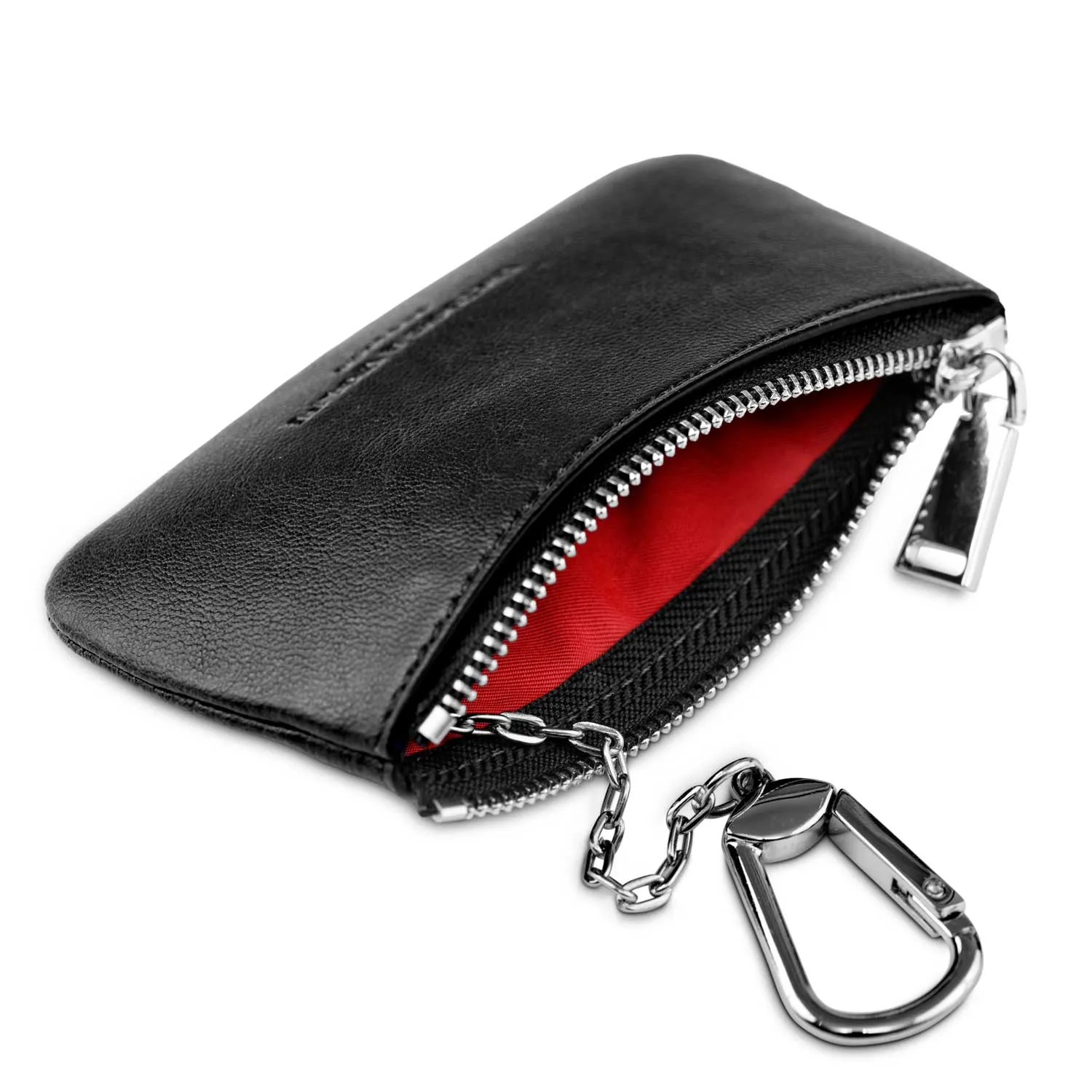Zipped Vegan Leather RFID Protective Card, Coin & Key Case | Black