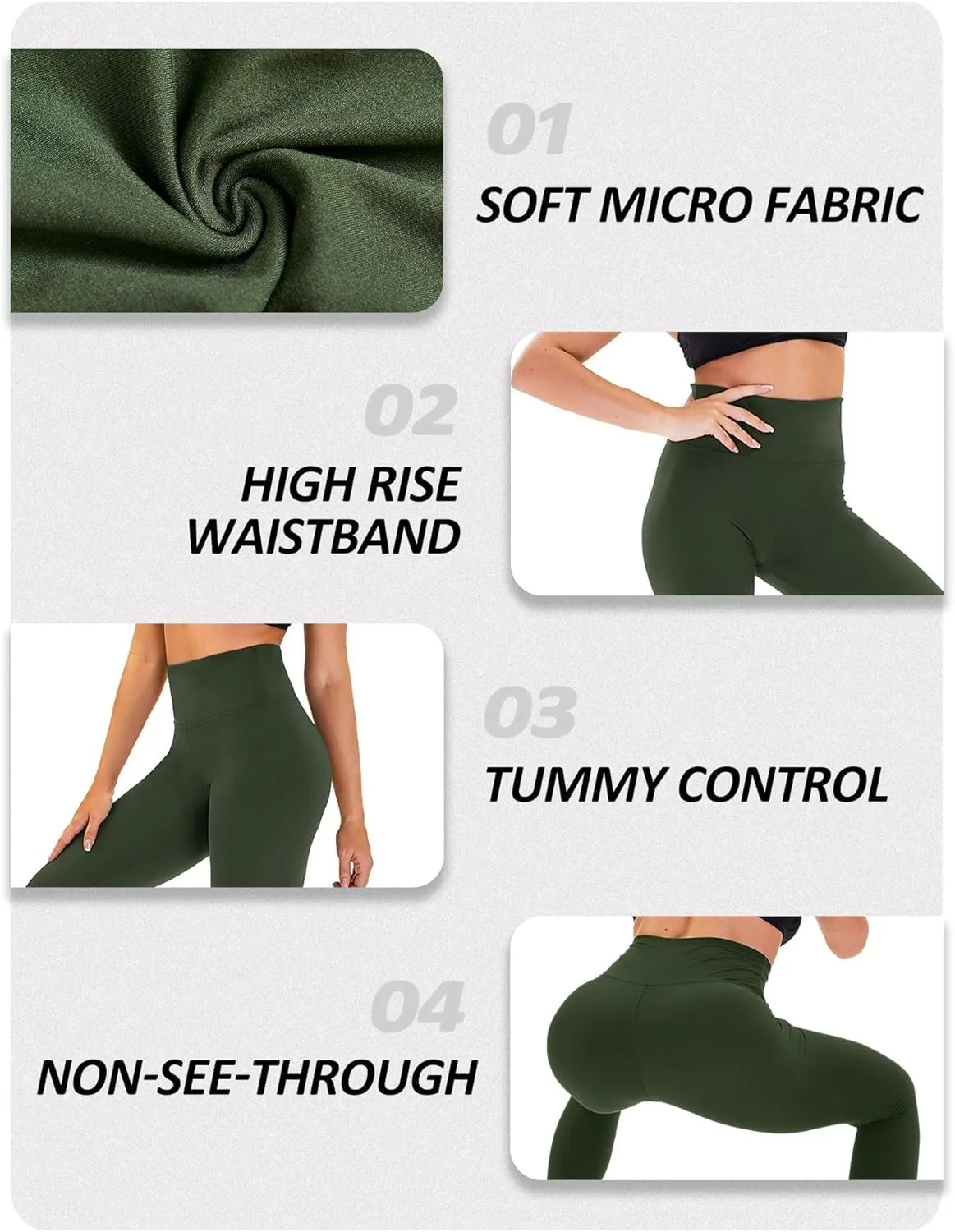 ZOOSIXX High Waisted Leggings for Women - Tummy Control Soft Opaque Printed Pants with Camo, Leopard for Workout Skating