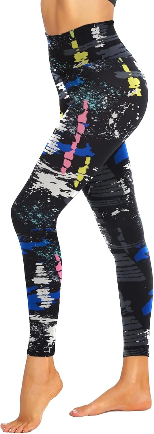 ZOOSIXX High Waisted Leggings for Women - Tummy Control Soft Opaque Printed Pants with Camo, Leopard for Workout Skating