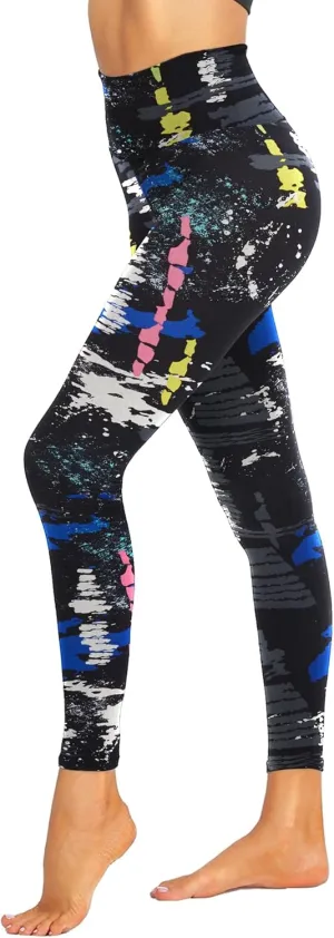ZOOSIXX High Waisted Leggings for Women - Tummy Control Soft Opaque Printed Pants with Camo, Leopard for Workout Skating